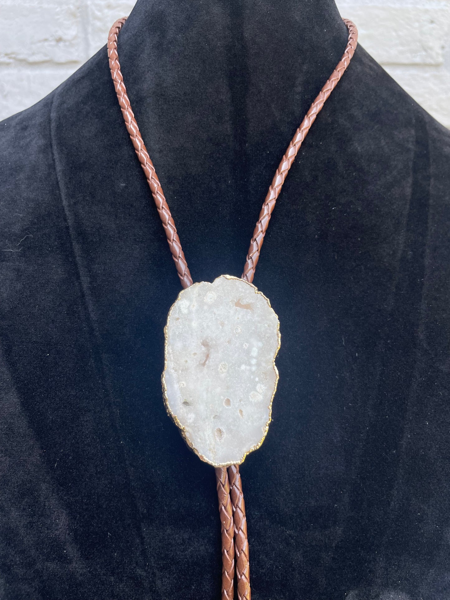 Plated Agate Geode Bolo Tie