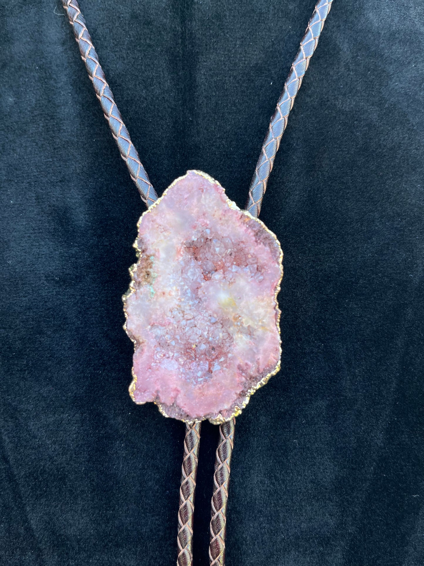 Plated Agate Geode Bolo Tie