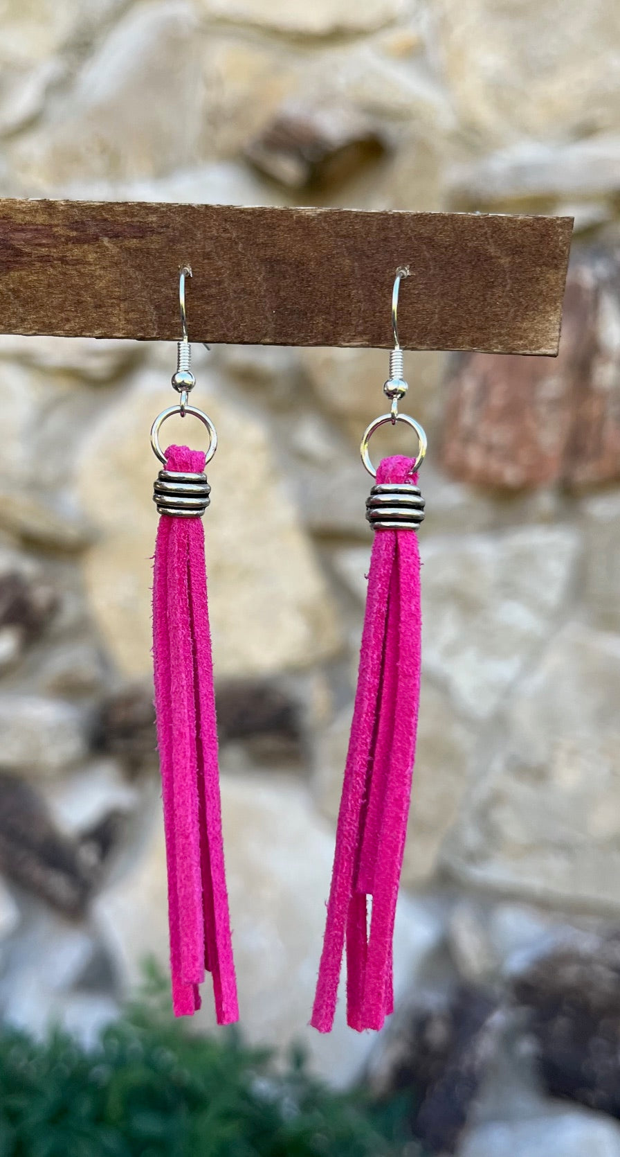 Colored Faux Suede Fringe Earrings