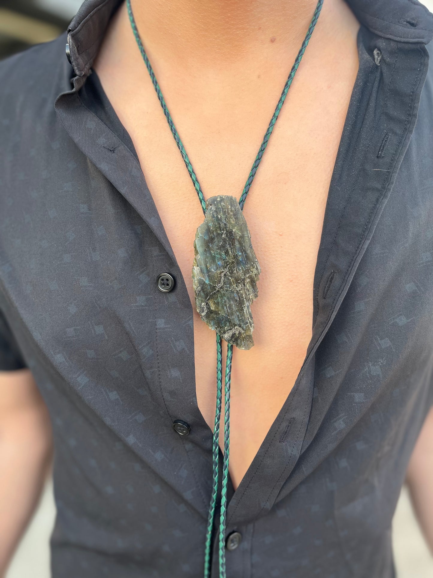 Large Labradorite Bolo Tie