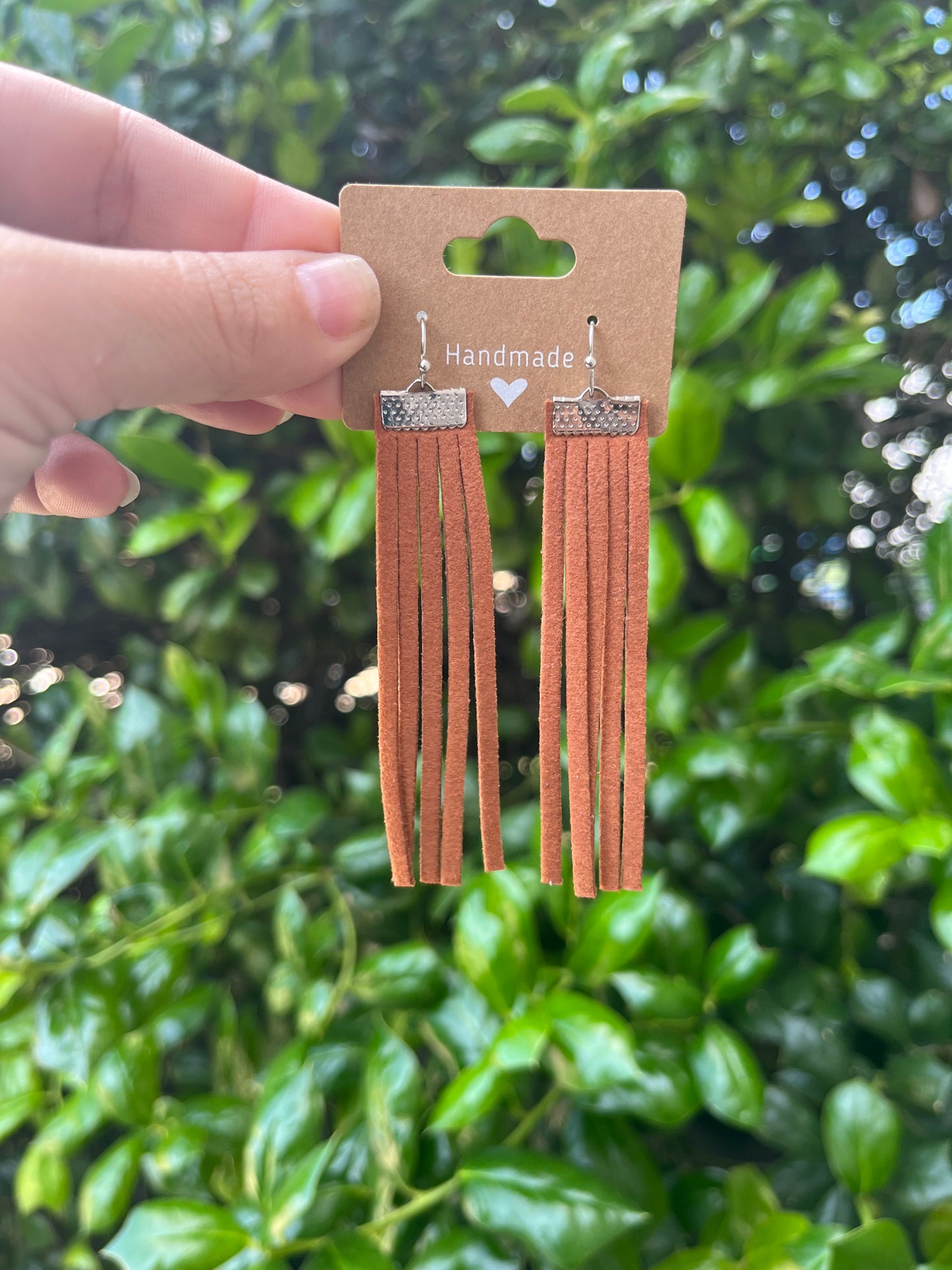 Brown Faux Suede Fringe Earrings