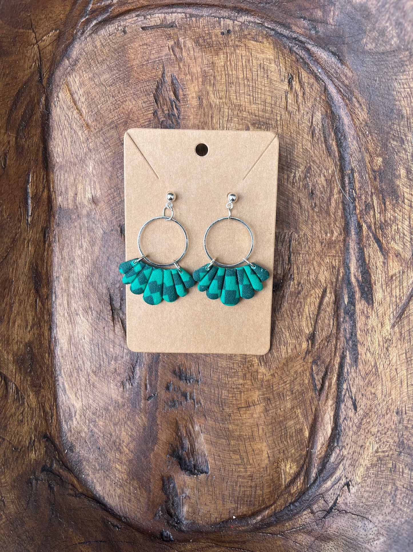 Checkered Half Shell Earrings