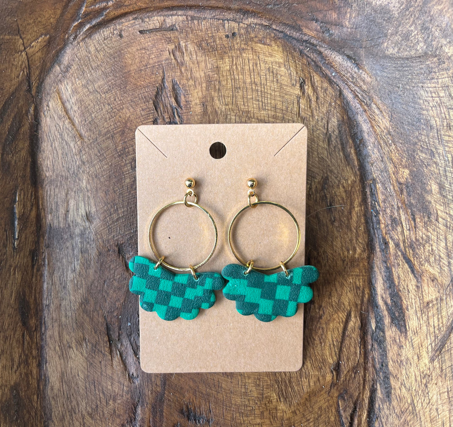 Checkered Half Shell Earrings