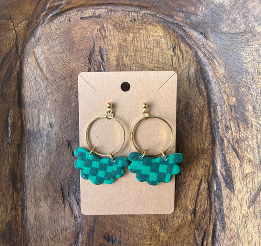 Checkered Half Shell Earrings