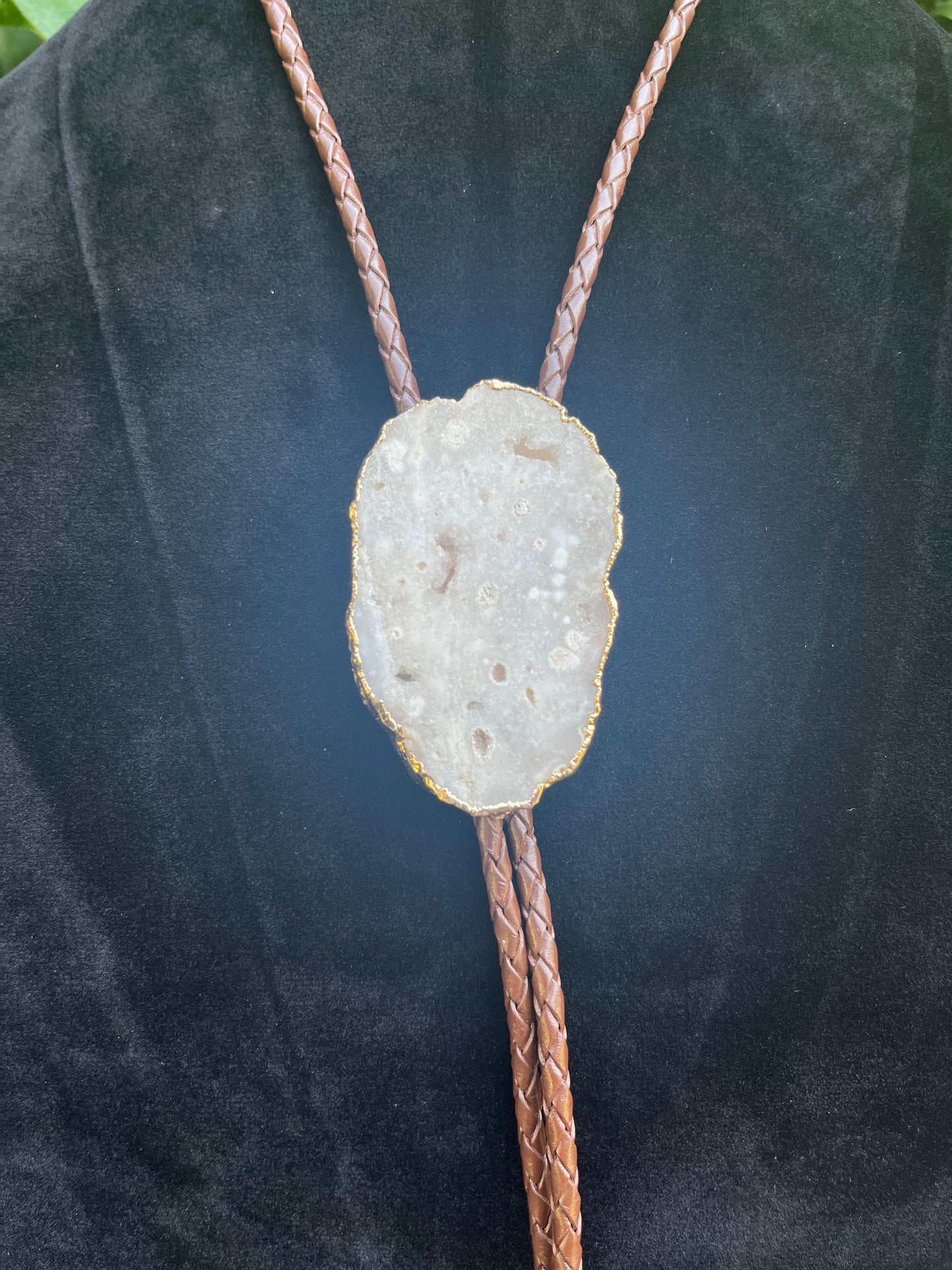 Plated Agate Geode Bolo Tie