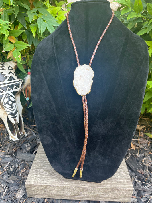 Plated Agate Geode Bolo Tie